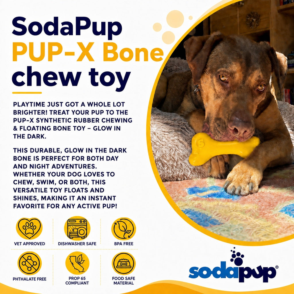 PUP-X Rubber Bone Dog Toy - Durable, Floats, Chew Toy for Large Dogs | USA by SodaPup/True Dogs, LLC