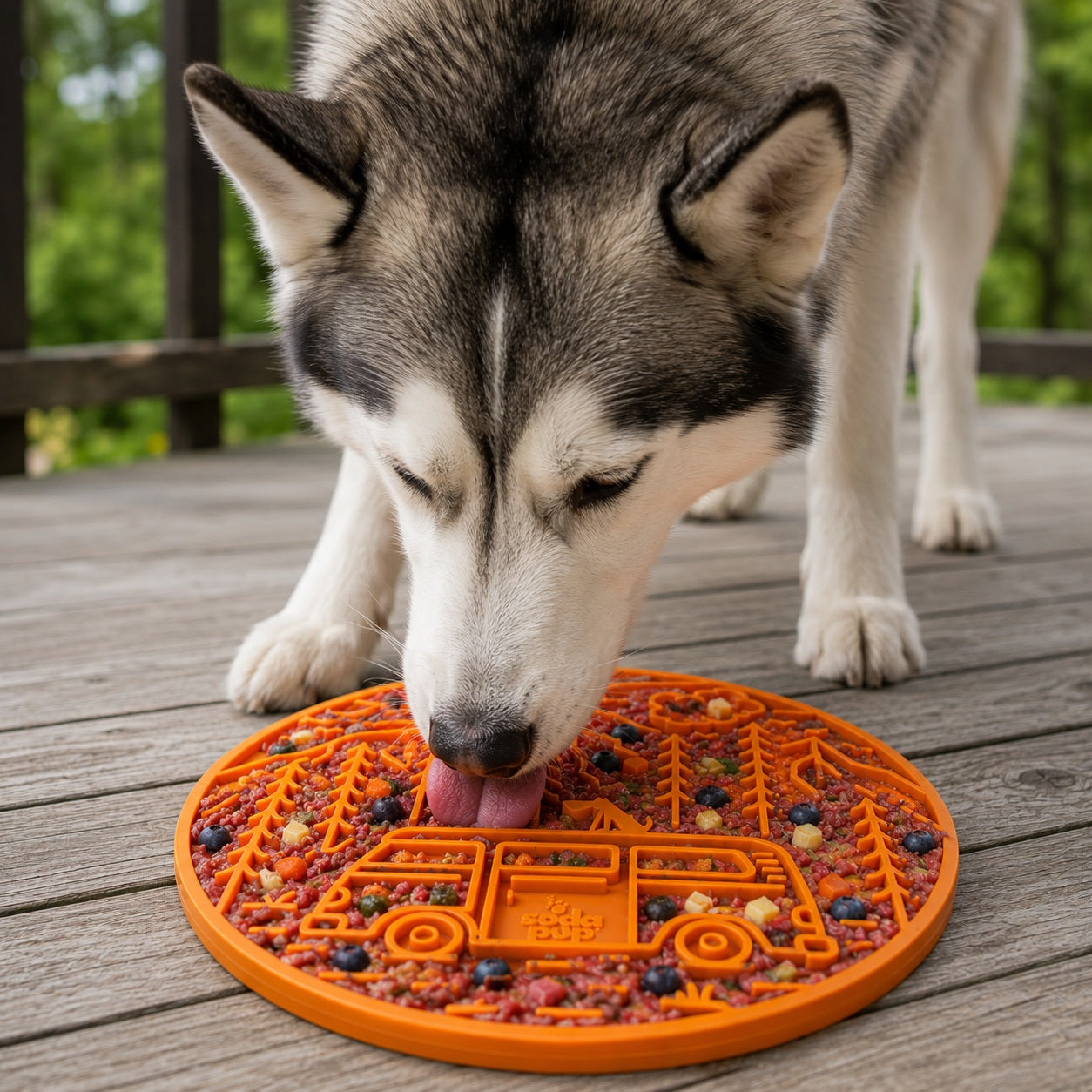 Camp eMat - Enrichment Lick Mat For Dogs and Cats - with Suction Cups | Retro Van Design | USA Made by SodaPup/True Dogs, LLC