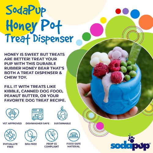Honey Pot Dog eCup Treat Dispenser | Durable PUP-X Rubber Enrichment Toy | USA Made by SodaPup/True Dogs, LLC