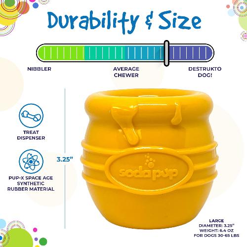 Honey Pot Dog eCup Treat Dispenser | Durable PUP-X Rubber Enrichment Toy | USA Made by SodaPup/True Dogs, LLC