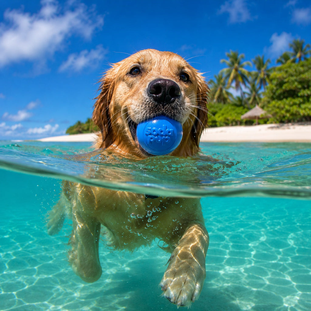 Squeak Ball - Durable Squeaky Dog Toy, Floats, Chew Toy | USA Made by SodaPup/True Dogs, LLC