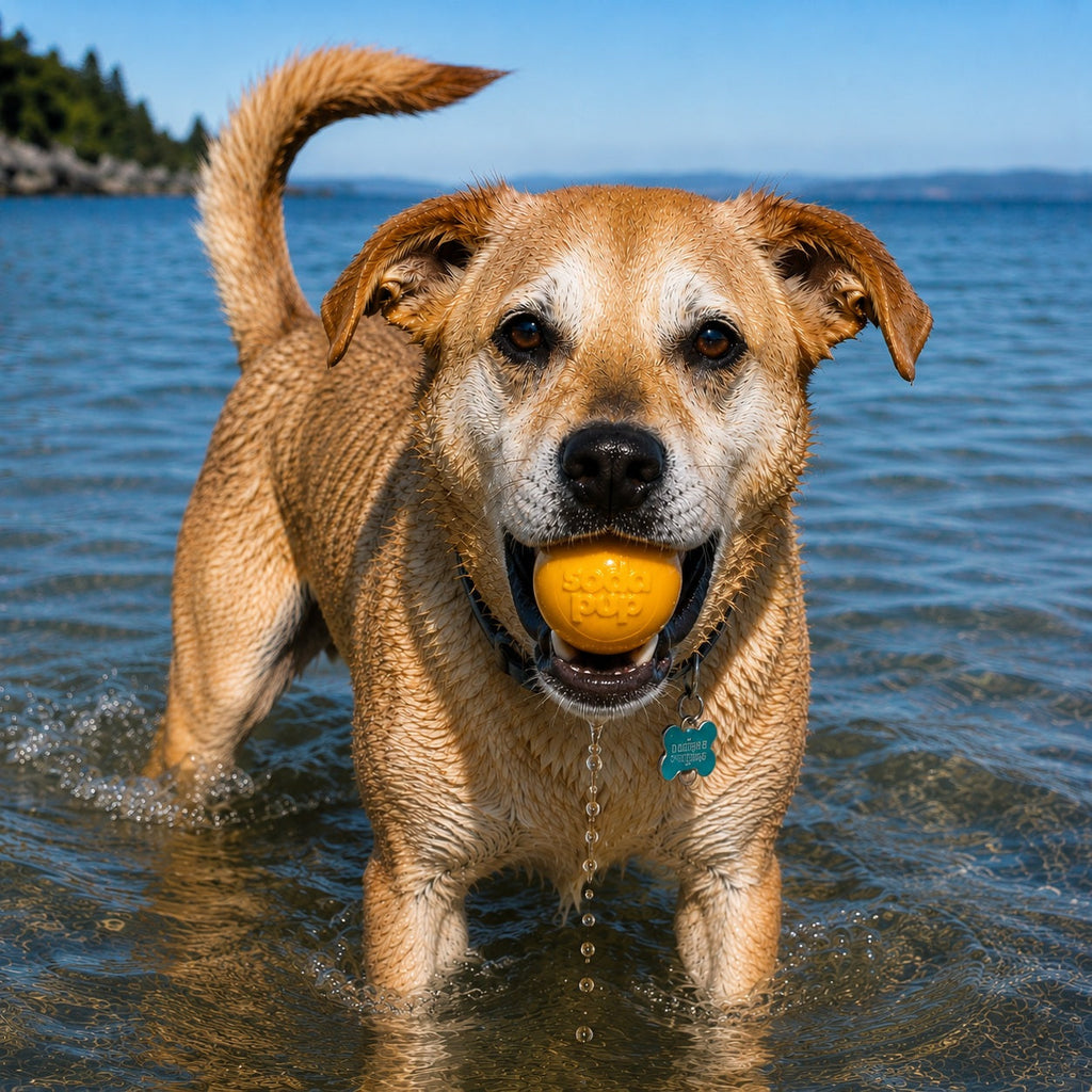 Squeak Ball - Durable Squeaky Dog Toy, Floats, Chew Toy | USA Made by SodaPup/True Dogs, LLC