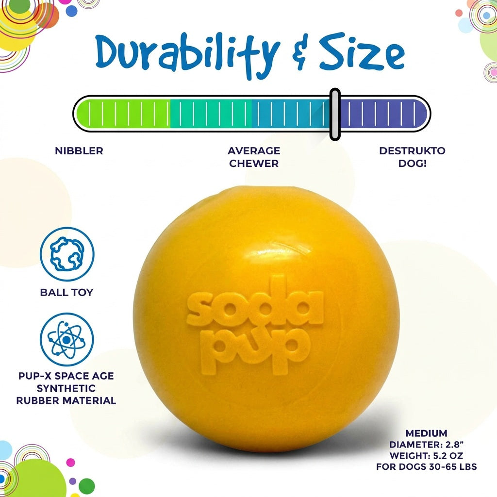 Squeak Ball - Durable Squeaky Dog Toy, Floats, Chew Toy | USA Made by SodaPup/True Dogs, LLC