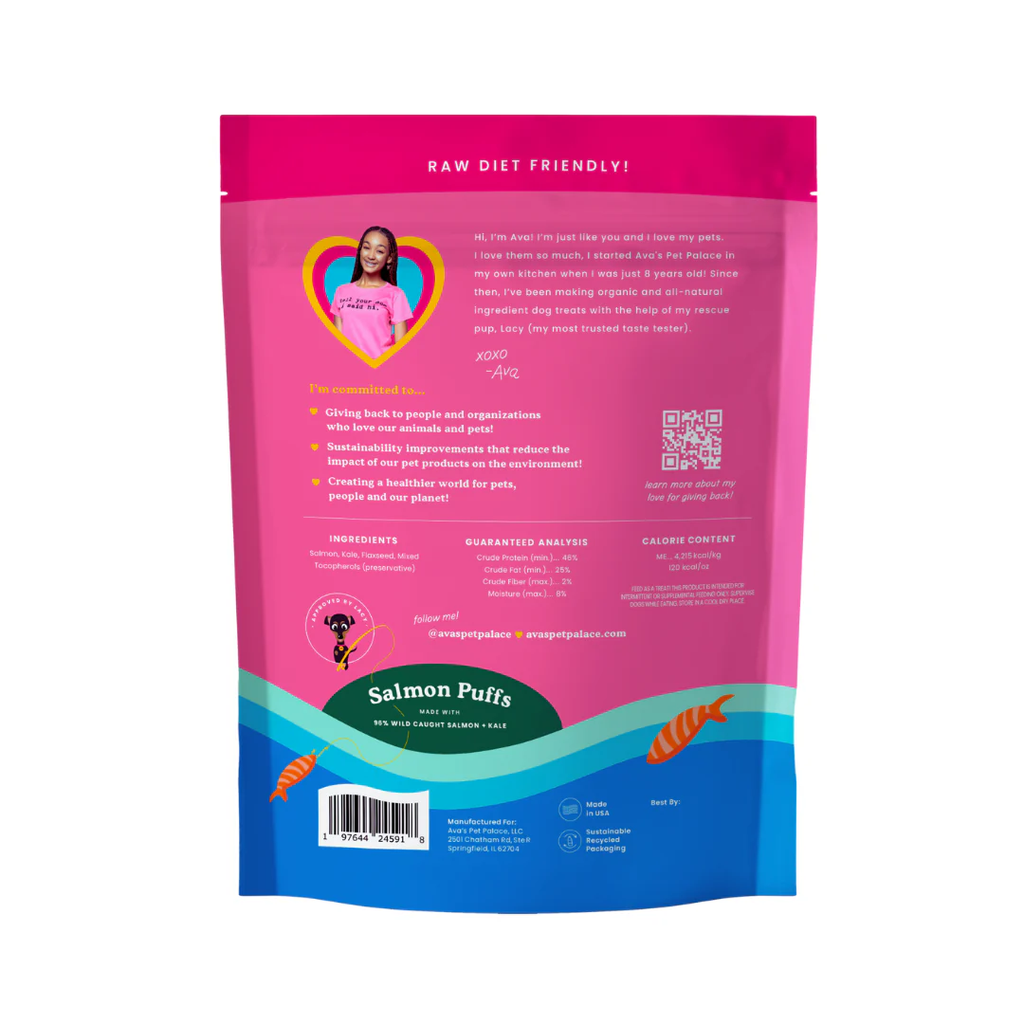 Ava's Pet Palace Freeze Dried Dog Treats - Salmon Puffs (3 oz) by American Pet Supplies