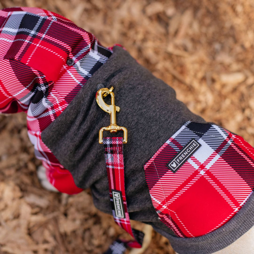 Frenchie Dog Hoodie - Scarlet Plaid by Frenchie Bulldog