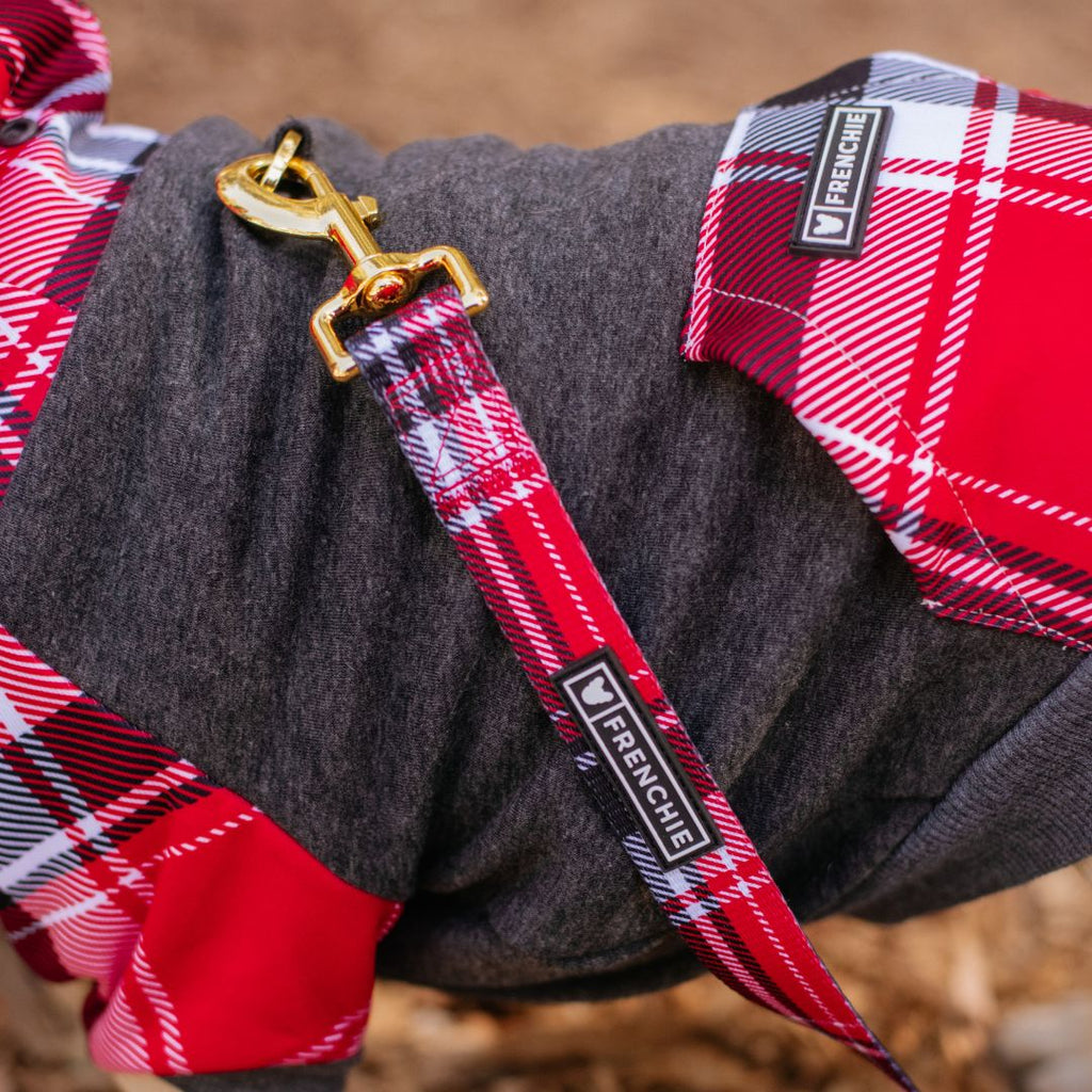 Frenchie Dog Hoodie - Scarlet Plaid by Frenchie Bulldog