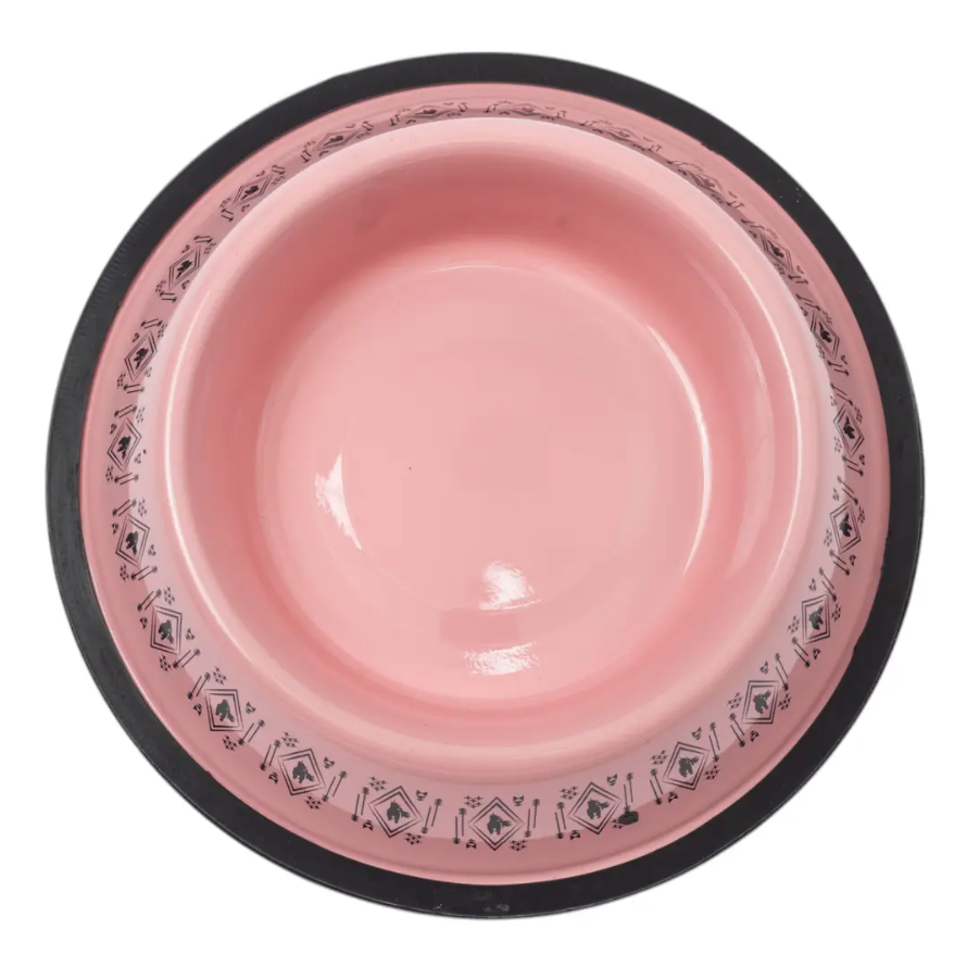 Non-Skid Boho Stainless Steel Dog Bowl – with Whimsical Unicorn Design, Silicone Base for Medium Dogs – 24oz