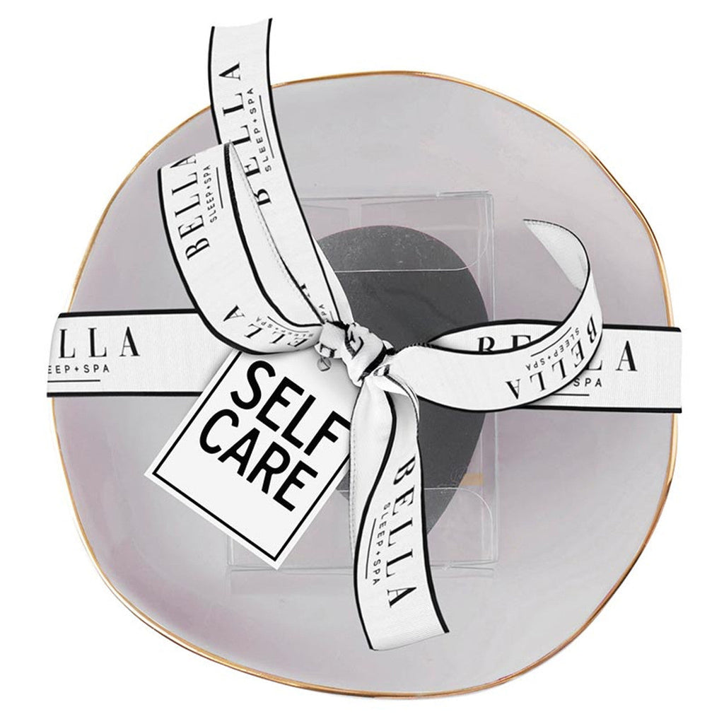 Self Care Ceramic Tray in Gray with Makeup Sponge | Cosmetic Giftable Beauty Tools Set by The Bullish Store