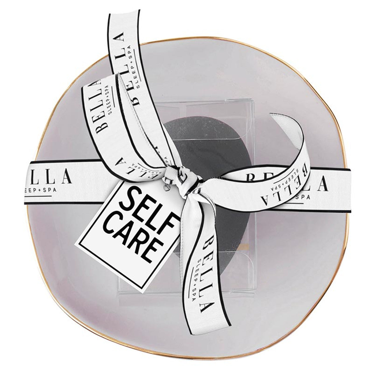 Self Care Ceramic Tray in Gray with Makeup Sponge | Cosmetic Giftable Beauty Tools Set by The Bullish Store