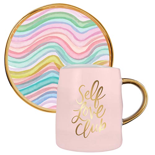 Self Love Club Artisanal Mug and Saucer Set by The Bullish Store