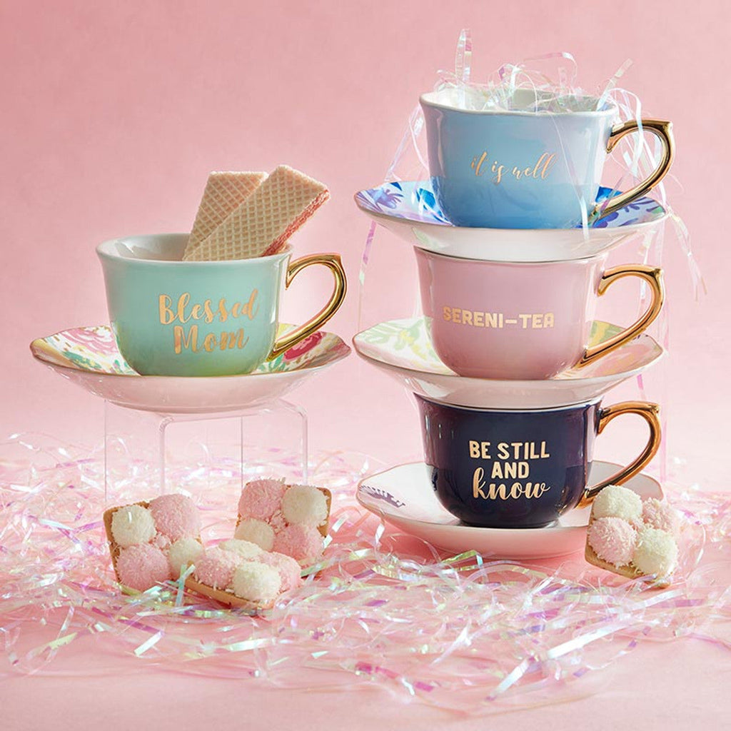 Sereni-tea Tea Cup & Saucer Set | Drinkware Gift Set For Her by The Bullish Store