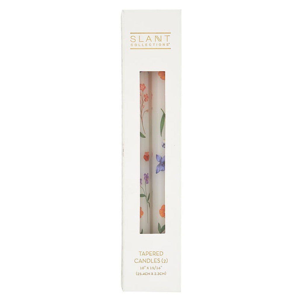 Set of 2 Boho Flowers Tapered Candle | Aesthetic Unscented Table Decor Floral Candle Sticks by The Bullish Store