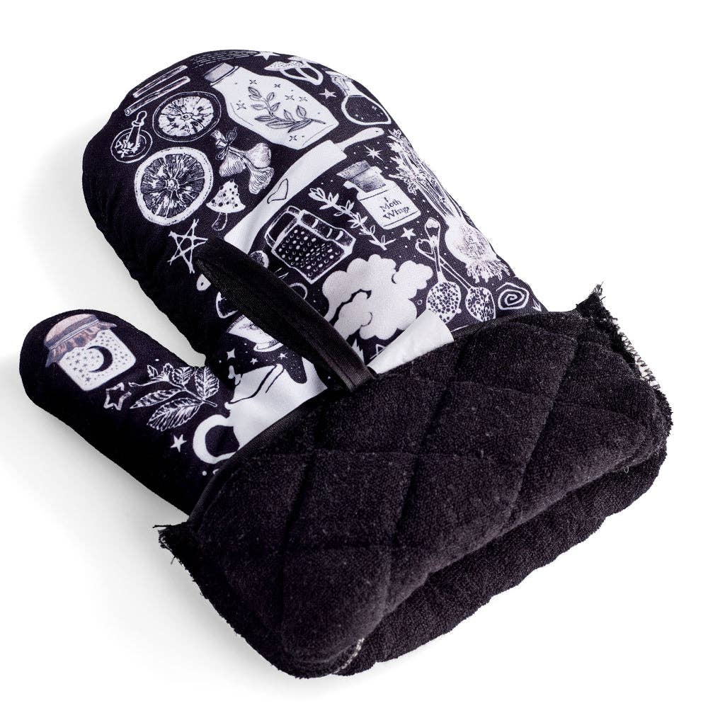 Set of 2 Kitchen Witch Oven Mitt | Pot Holders Hanging Oven Gloves Set by The Bullish Store