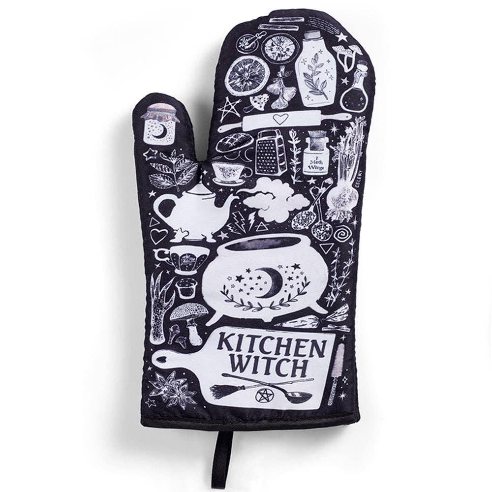 Set of 2 Kitchen Witch Oven Mitt | Pot Holders Hanging Oven Gloves Set by The Bullish Store