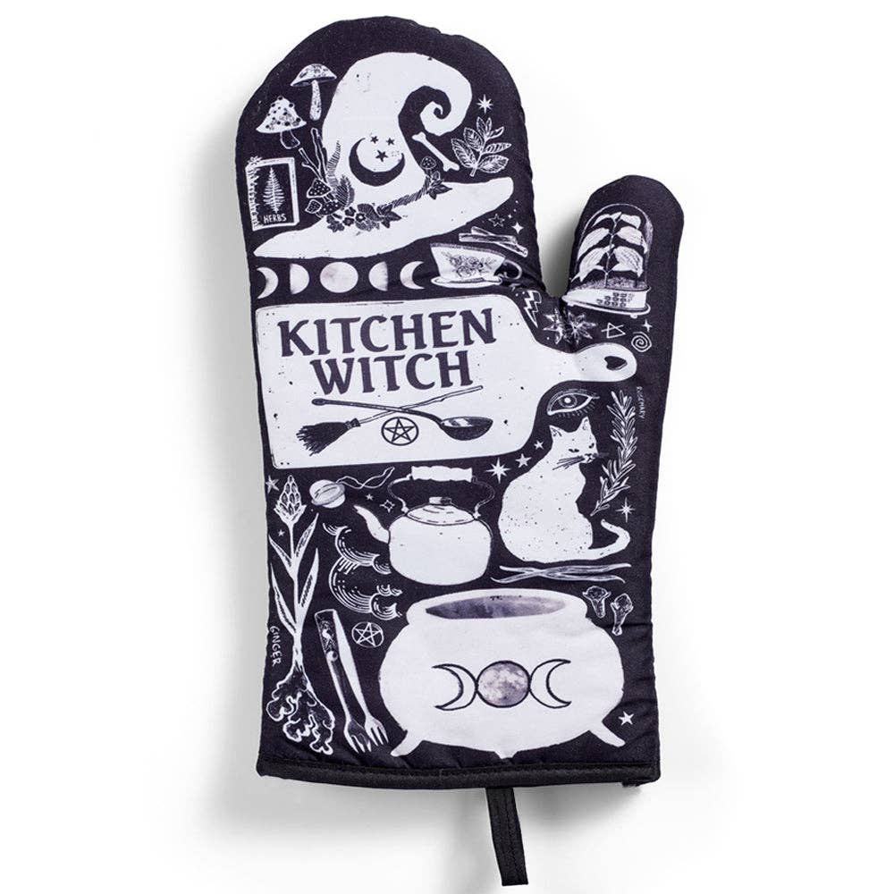 Set of 2 Kitchen Witch Oven Mitt | Pot Holders Hanging Oven Gloves Set by The Bullish Store