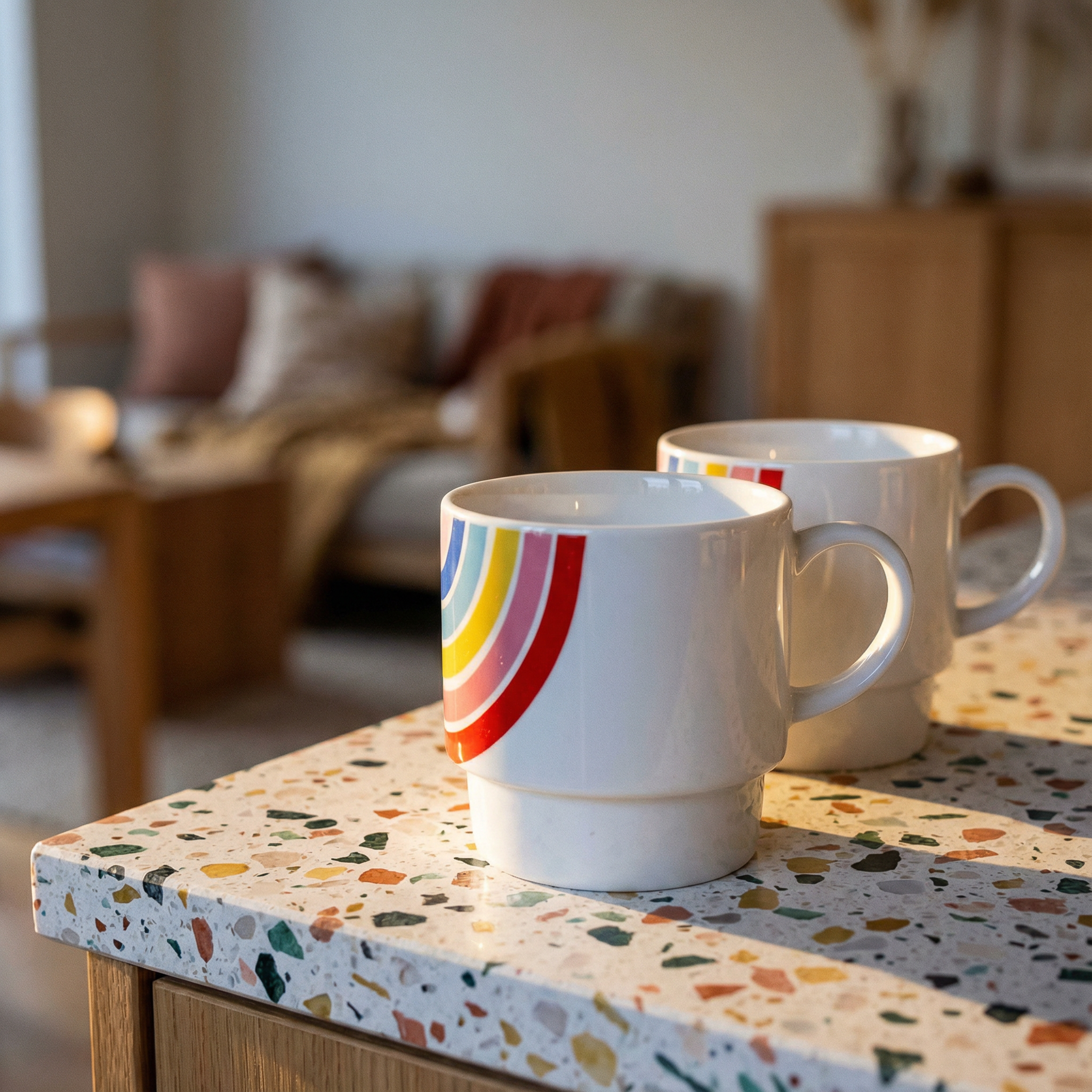 Set of 2 Rainbow Stacking Mugs | Ceramic Mug Set by The Bullish Store