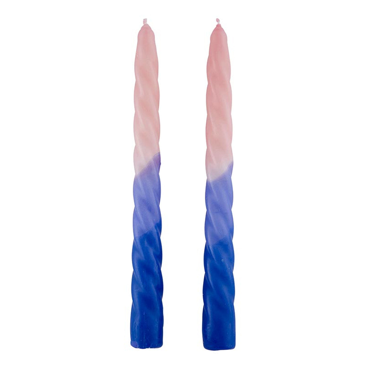 Set of 2 Taper Candle in Pink - Light Blue - Blue | Aesthetic Spiral Unscented Table Candlesticks | Gift for Her by The Bullish Store