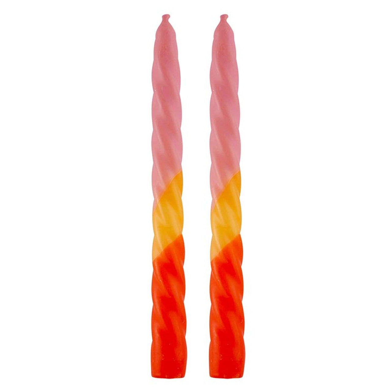 Set of 2 Tapered Candle in Pink-Yellow-Orange | Aesthetic Retro Spiral Ombre Dinner Candlesticks | Gift for Her by The Bullish Store