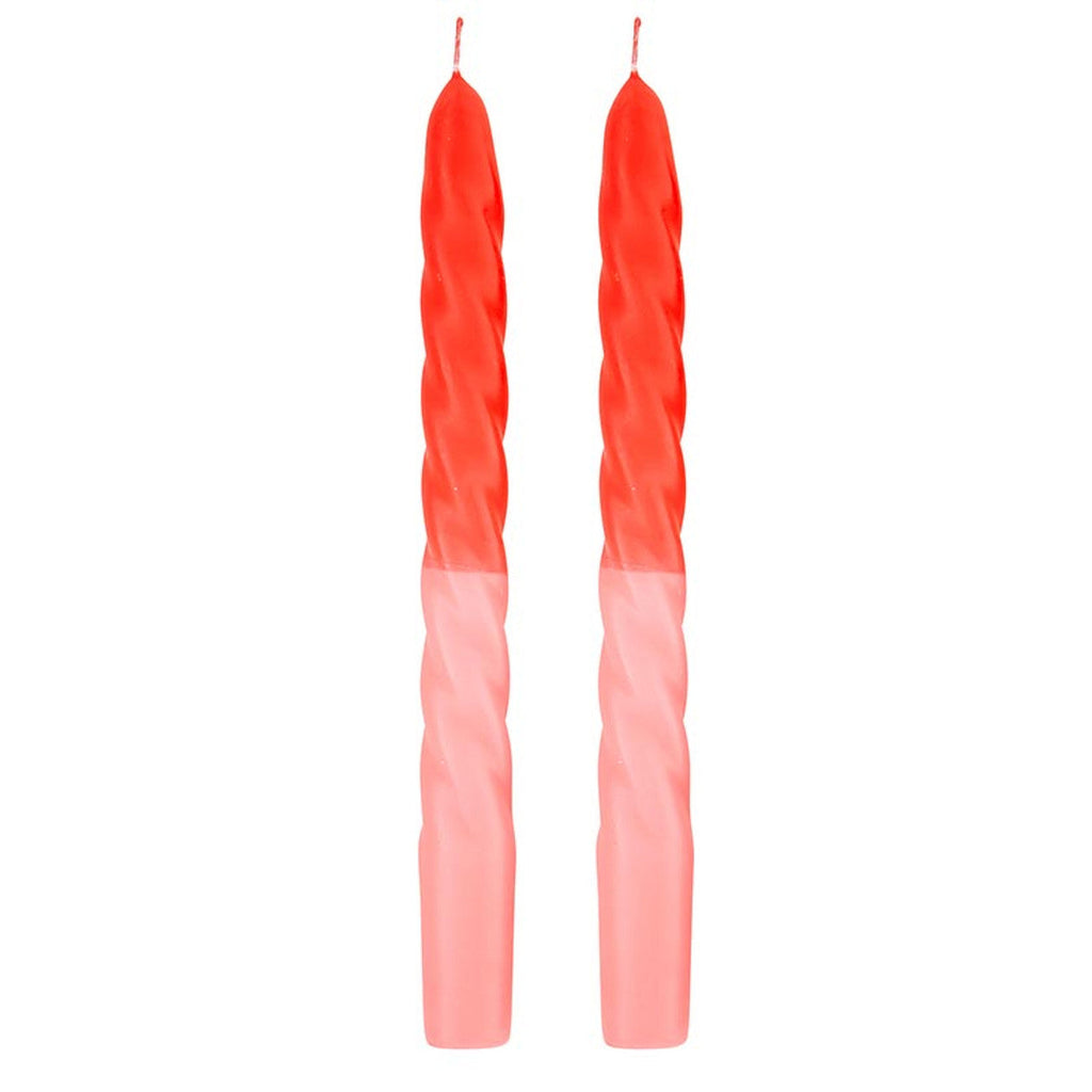 Set of 2 Tapered Candle in Red Pink | Aesthetic Unscented Table Decor Candlesticks | Gift for Her by The Bullish Store