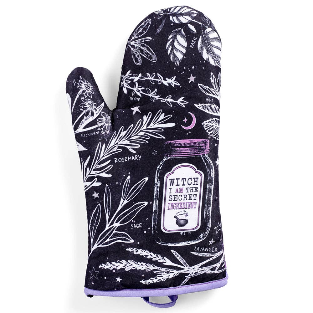 Set of 2 "Witch, I AM The Secret Ingredient" Oven Mitt | Pot Holders Hanging Oven Gloves Set by The Bullish Store