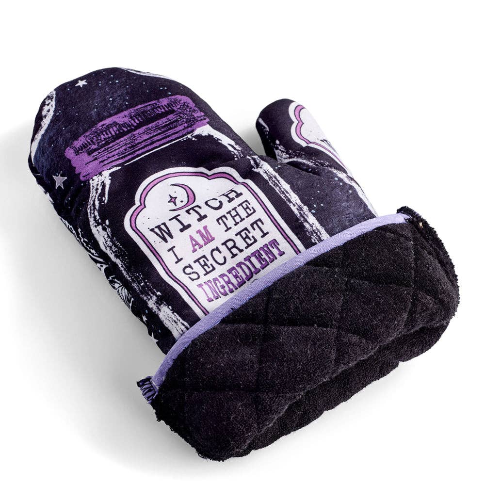 Set of 2 "Witch, I AM The Secret Ingredient" Oven Mitt | Pot Holders Hanging Oven Gloves Set by The Bullish Store