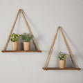 Set of 2 Wooden Triangle Shelves | Books Plants Floating Shelf | Rustic Design by The Bullish Store