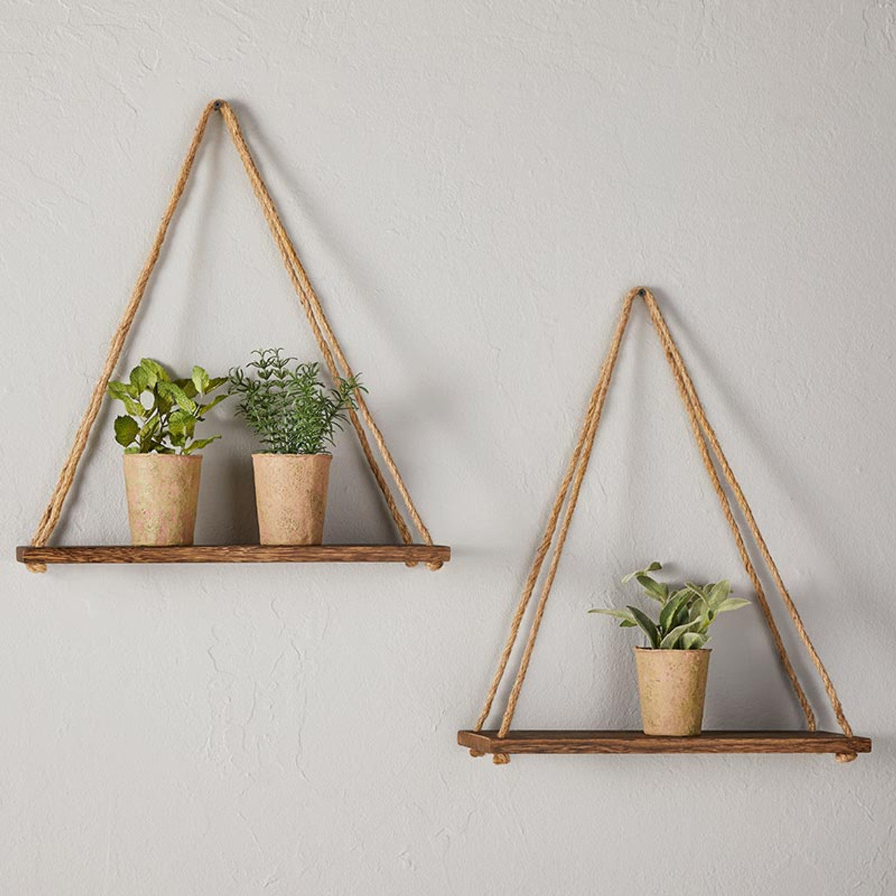 Set of 2 Wooden Triangle Shelves | Books Plants Floating Shelf | Rustic Design by The Bullish Store