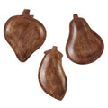 Set of 3 Fruit Shaped Food Bowls | Wooden Pear Strawberry and Eggplant Shaped Serving Dishes by The Bullish Store