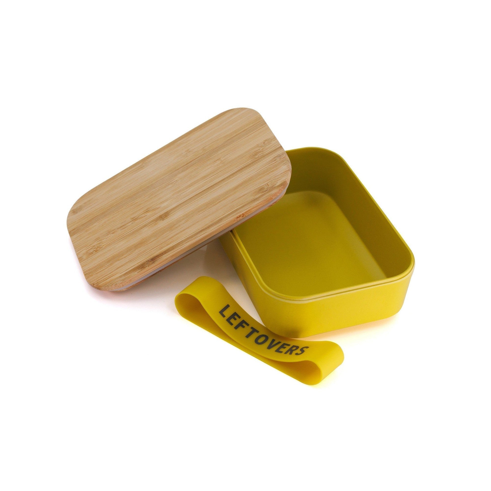 Set of 3 Leftovers Bamboo Lunch Box in Vivid Yellow | Eco-Friendly and Sustainable | 7.5" x 5" x 2" by The Bullish Store