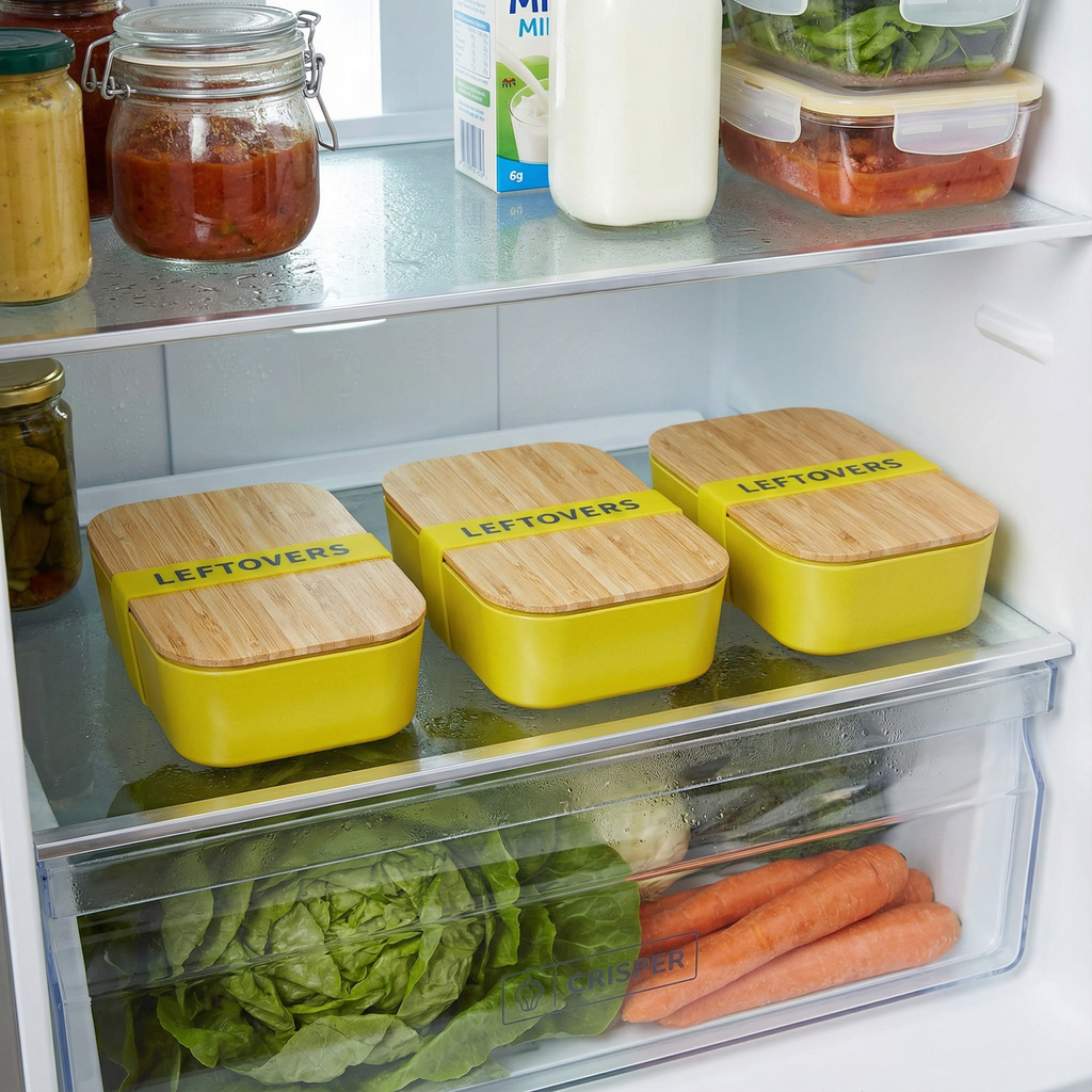 Set of 3 Leftovers Bamboo Lunch Box in Vivid Yellow | Eco-Friendly and Sustainable | 7.5" x 5" x 2" by The Bullish Store