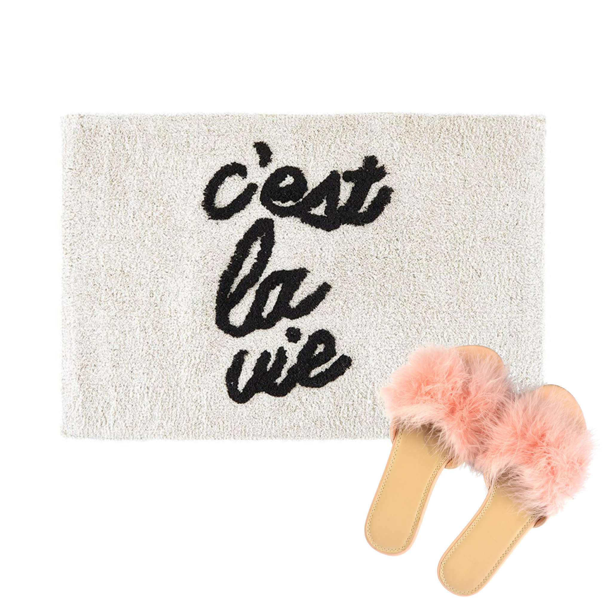C'est la Vie Bath Mat | Soft Bathroom Rug | 20" x 30" by The Bullish Store
