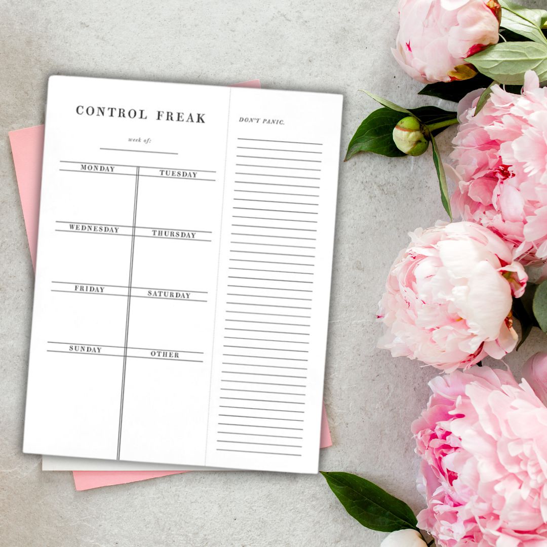 Set of 4 Copy of Control Freak Weekly List Notepad | 8.5" x 11" Desk Planner by The Bullish Store