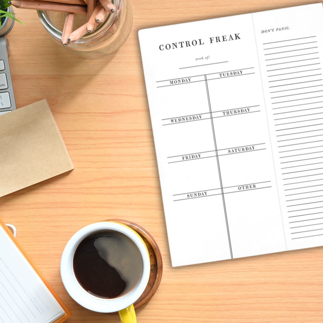 Set of 4 Copy of Control Freak Weekly List Notepad | 8.5" x 11" Desk Planner by The Bullish Store