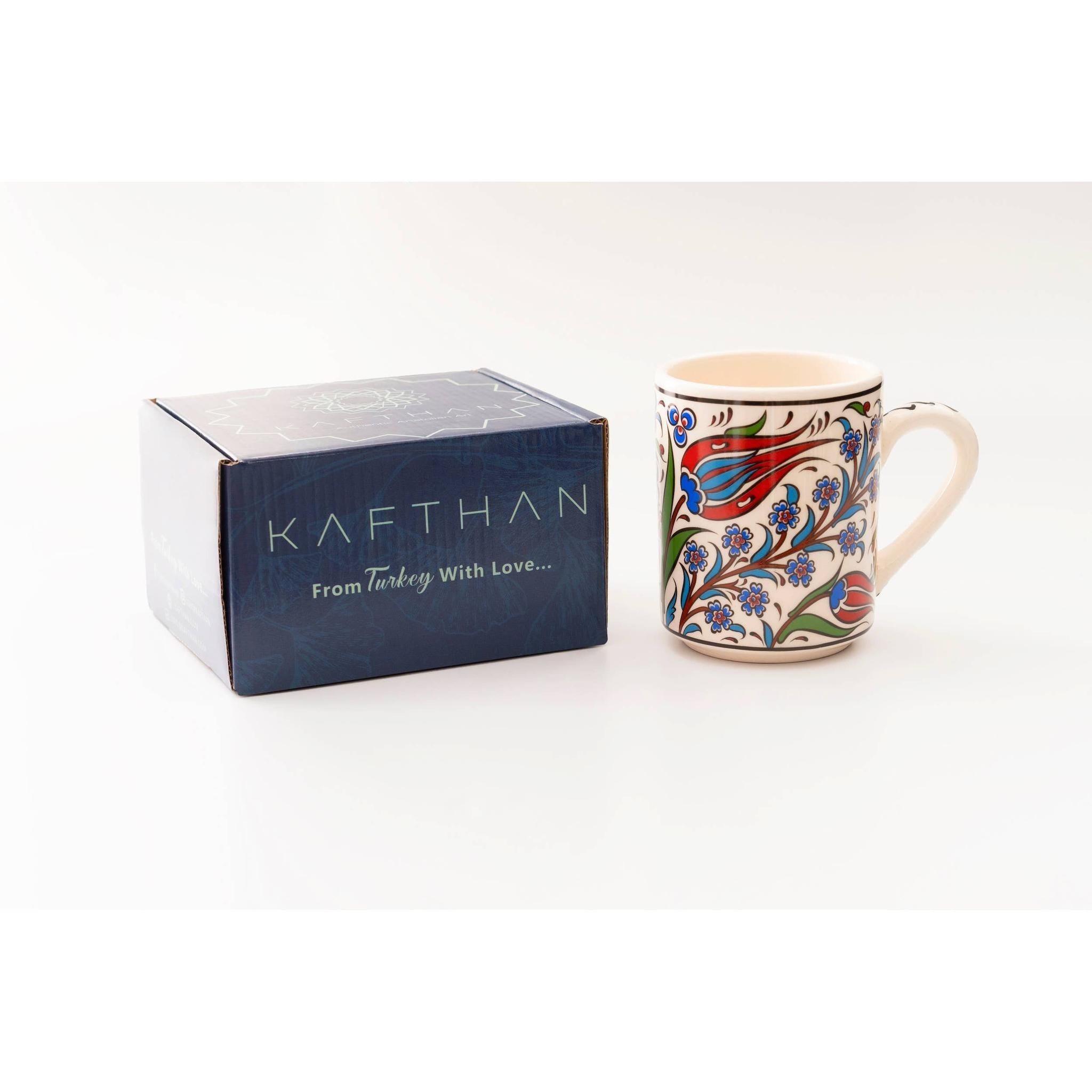 Set of 4 Handmade in Türkiye Ceramic Botanical Mugs - 9 Styles Available by The Bullish Store