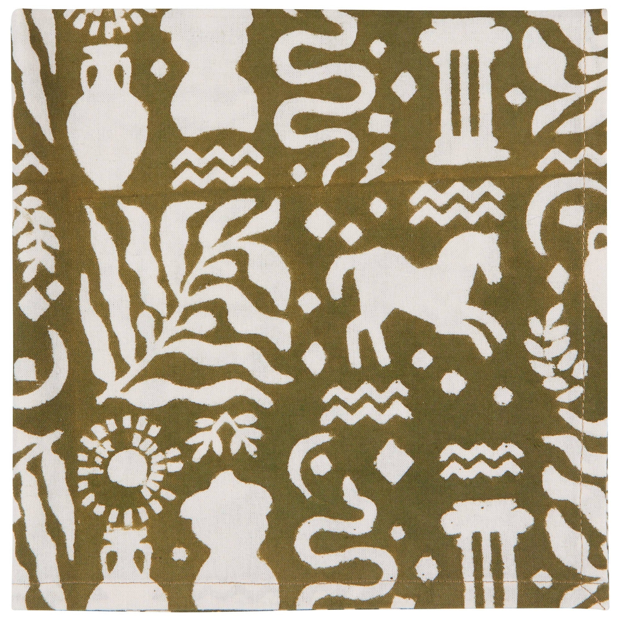 Set of 4 Olympus Block Print Napkins | Table Dinner Cloth Napkin | 18" x 18" by The Bullish Store