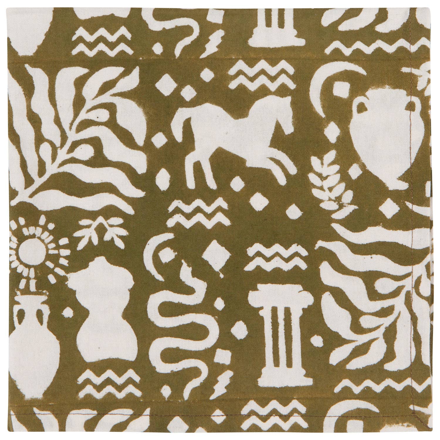 Set of 4 Olympus Block Print Napkins | Table Dinner Cloth Napkin | 18" x 18" by The Bullish Store