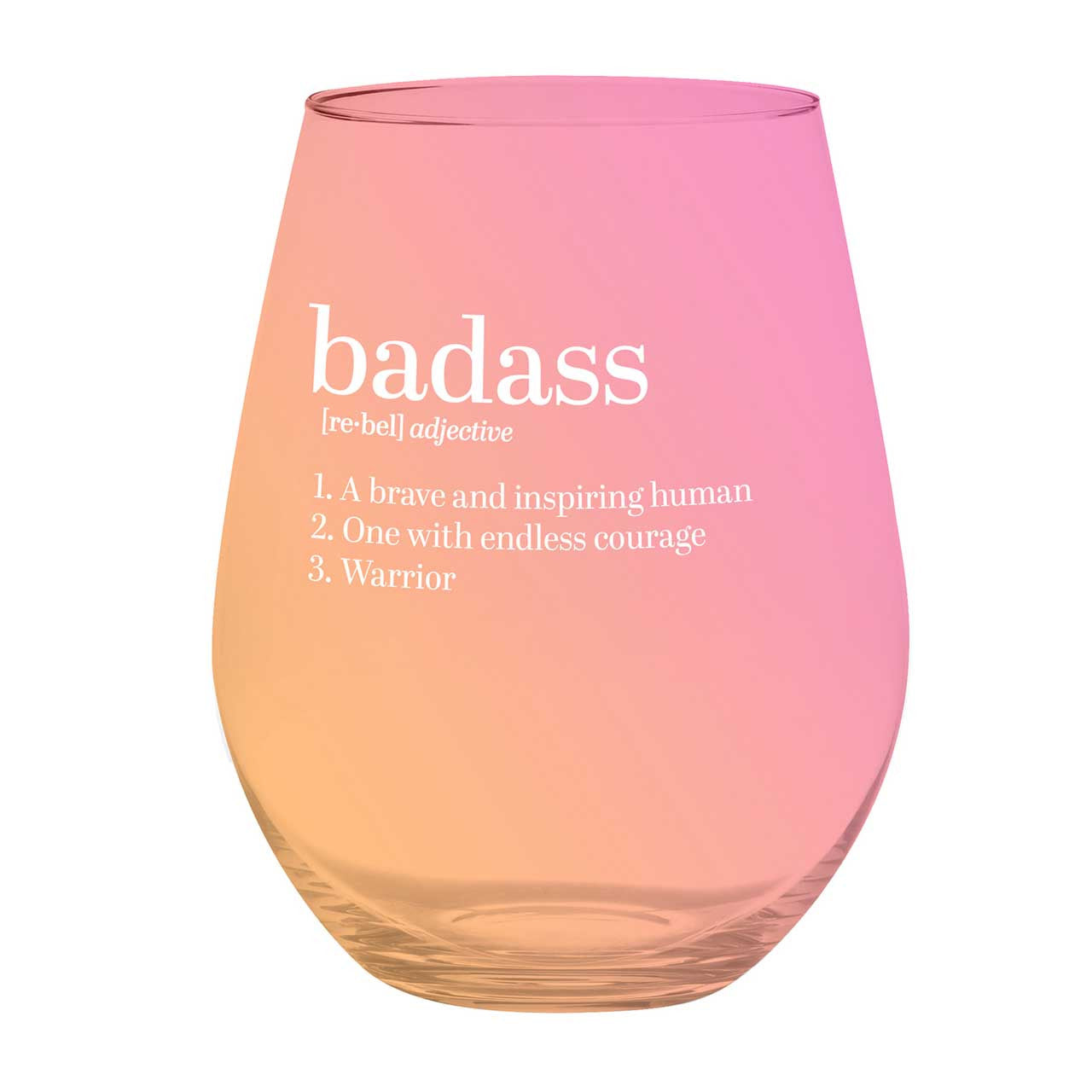 Set of 6 Badass Jumbo Stemless Wine Glass in Orange Pink Ombre | 30 Oz. | Holds an Entire Bottle of Wine by The Bullish Store