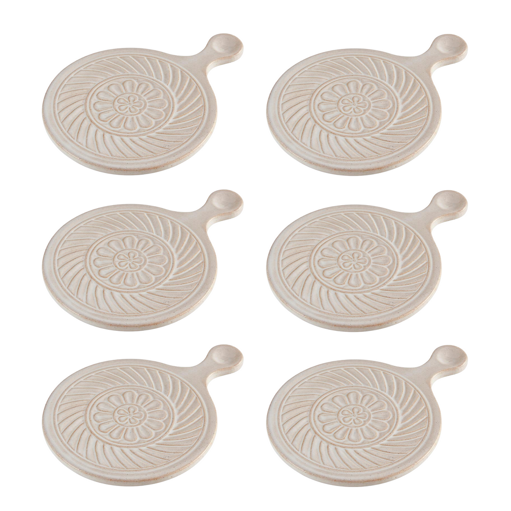 Set of 6 Mini Serving Trivets | Rustic Hot Dishes Ceramic Stand | 5" Diameter by The Bullish Store