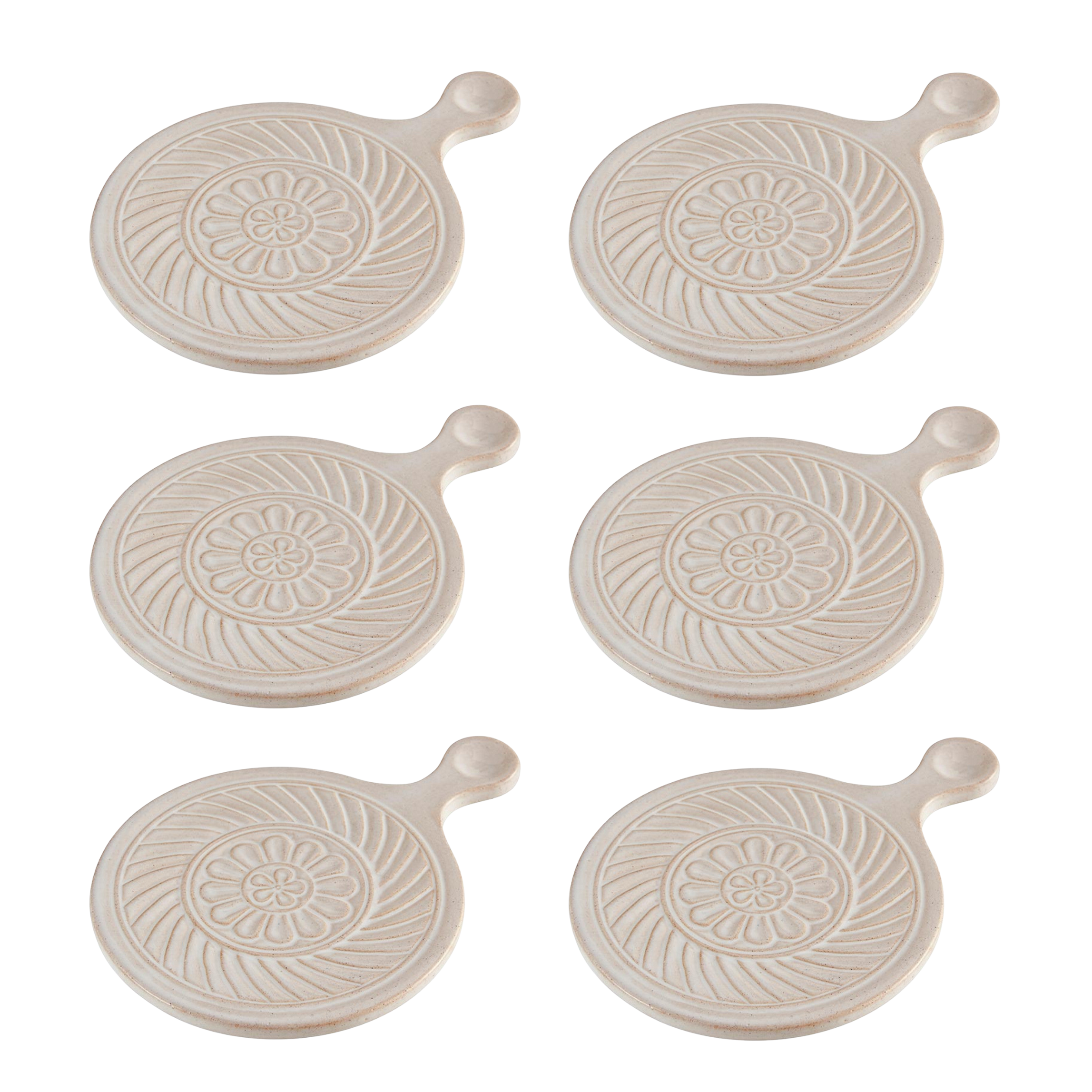 Set of 6 Mini Serving Trivets | Rustic Hot Dishes Ceramic Stand | 5" Diameter by The Bullish Store