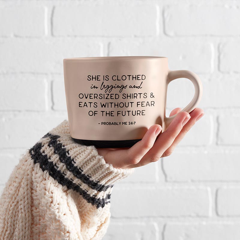 She Is Clothed In Leggings & Eats Without Fear Of The Future Mug | Stoneware Coffee Tea Mug | 15oz. by The Bullish Store