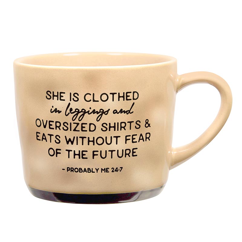 She Is Clothed In Leggings & Eats Without Fear Of The Future Mug | Stoneware Coffee Tea Mug | 15oz. by The Bullish Store