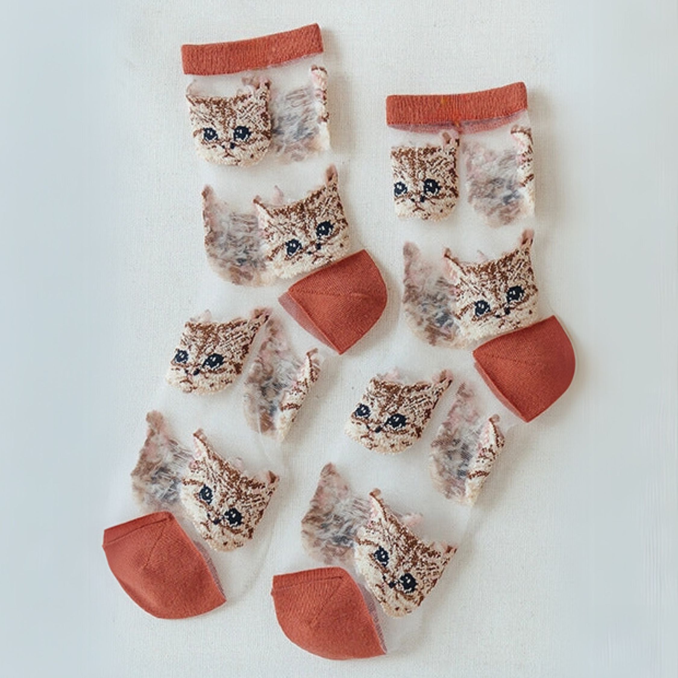 Sheer Cat Lover Socks Available in Yellow Green Red or Black [Fits Women's Size 5-9] by The Bullish Store