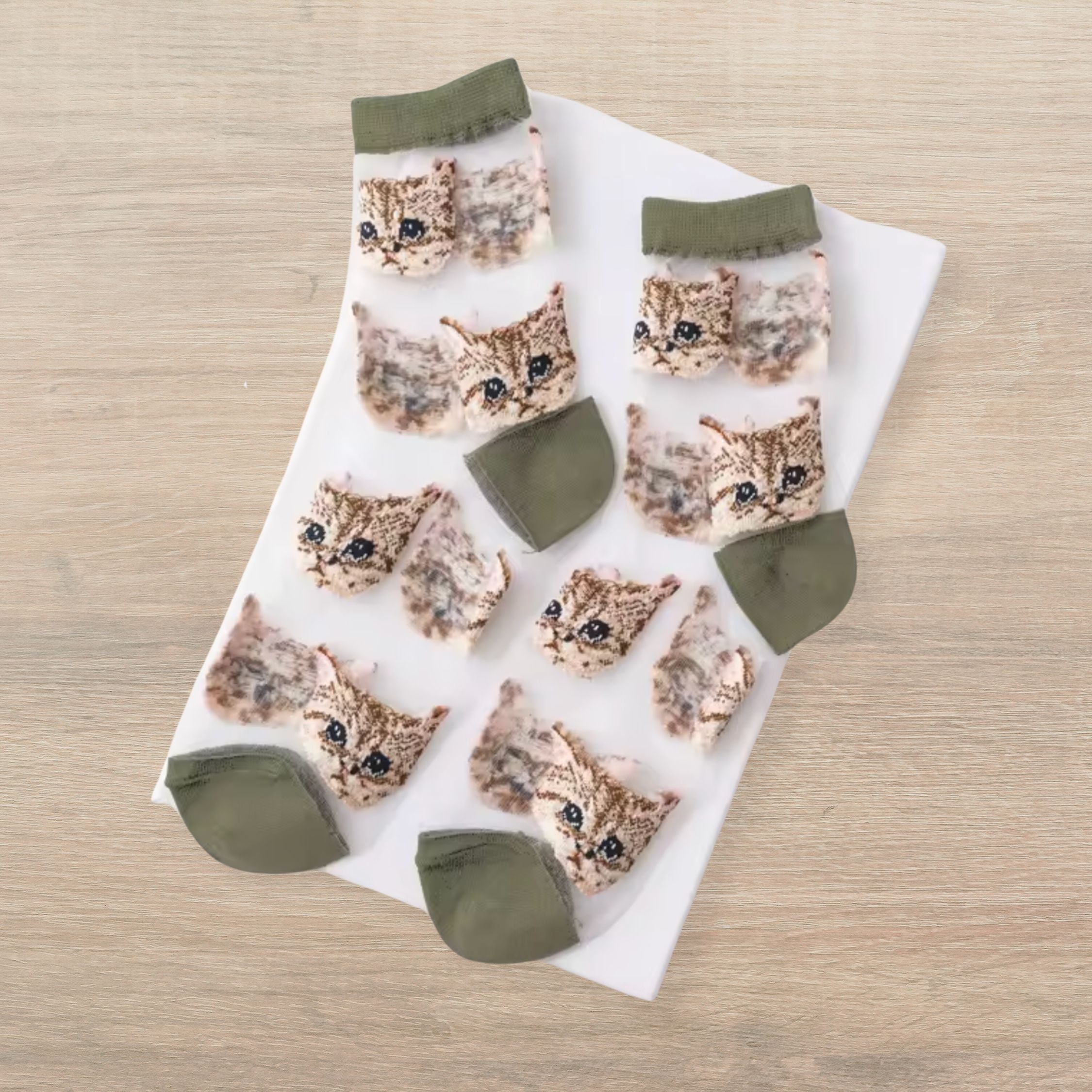 Sheer Cat Lover Socks Available in Yellow Green Red or Black [Fits Women's Size 5-9] by The Bullish Store