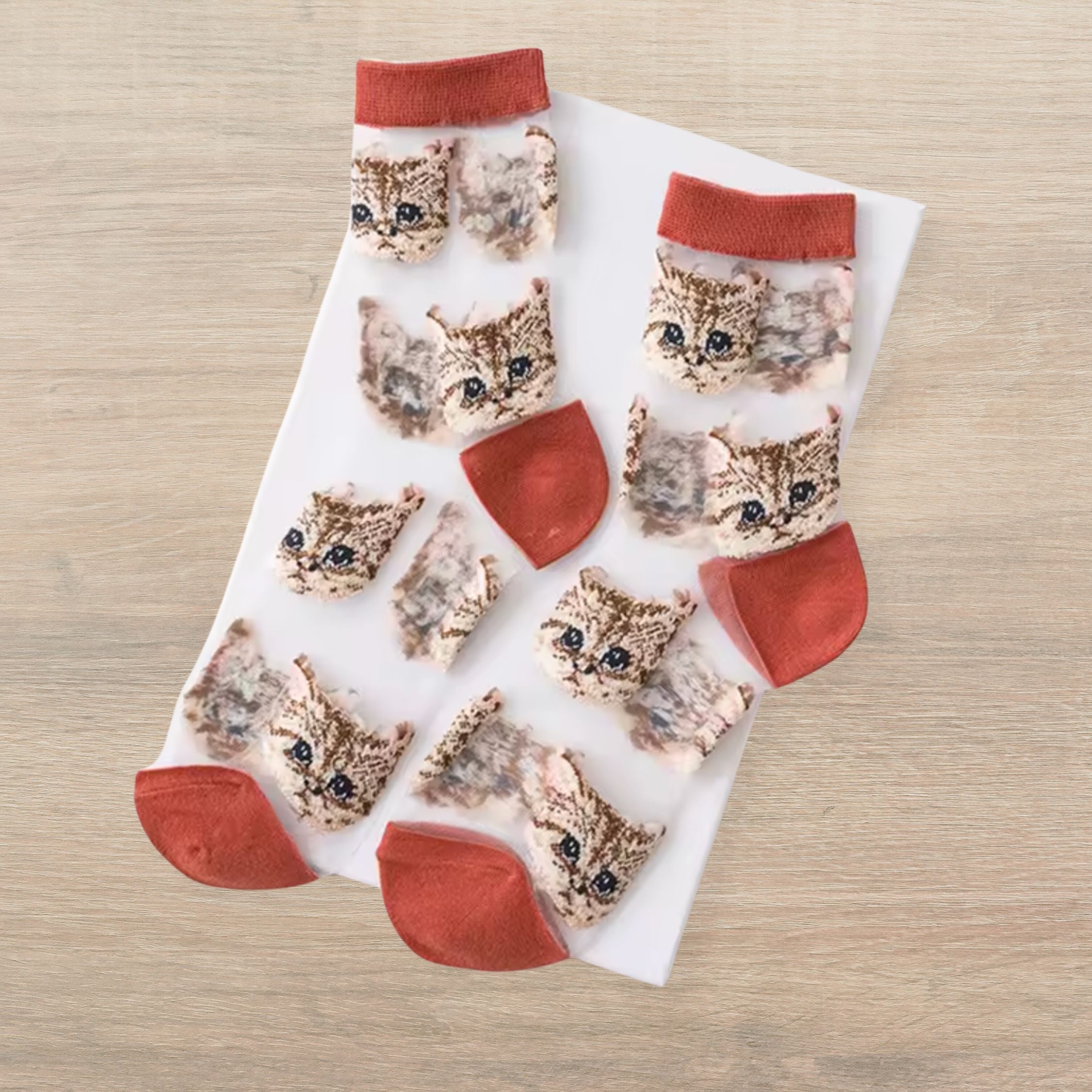 Sheer Cat Lover Socks Available in Yellow Green Red or Black [Fits Women's Size 5-9] by The Bullish Store