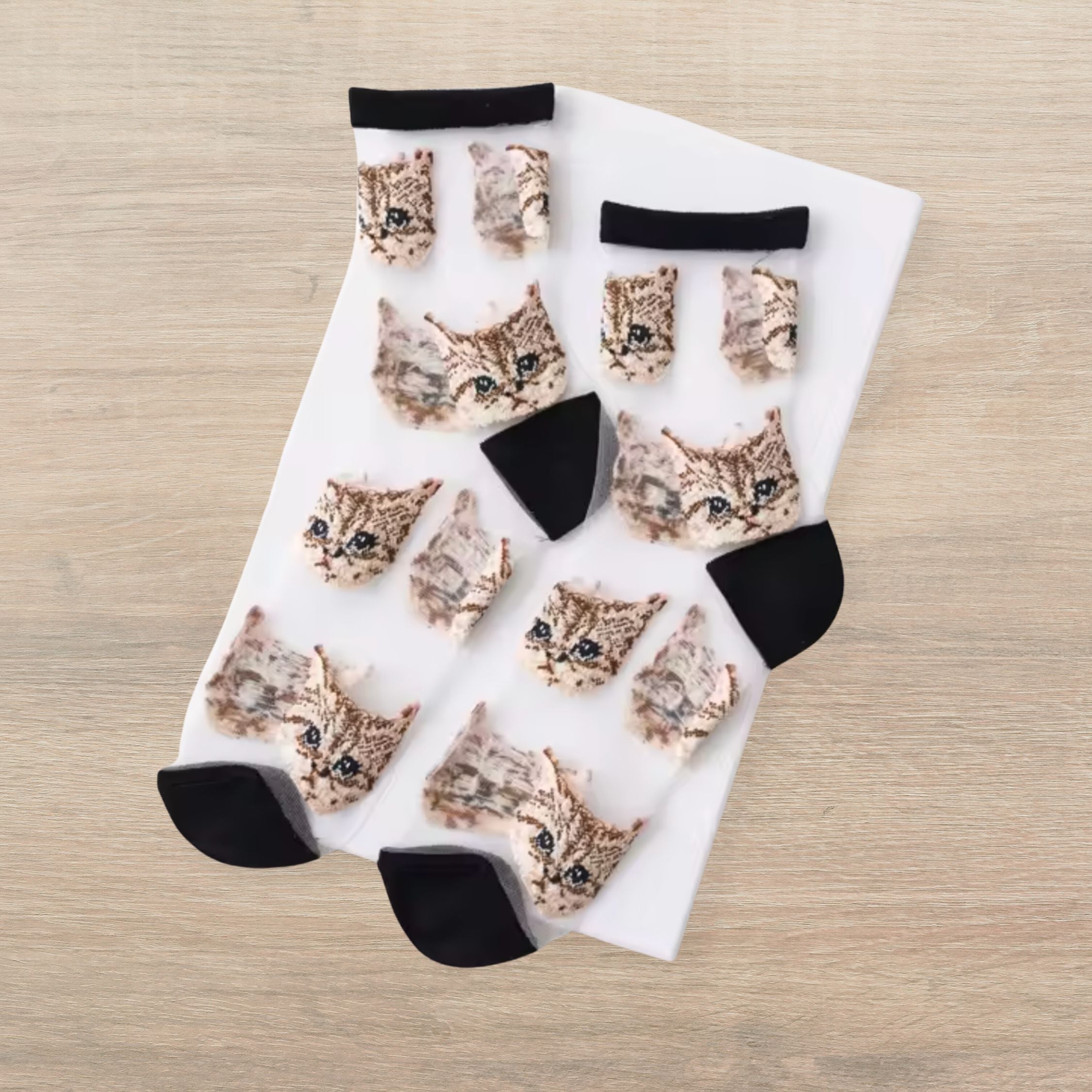Sheer Cat Lover Socks Available in Yellow Green Red or Black [Fits Women's Size 5-9] by The Bullish Store