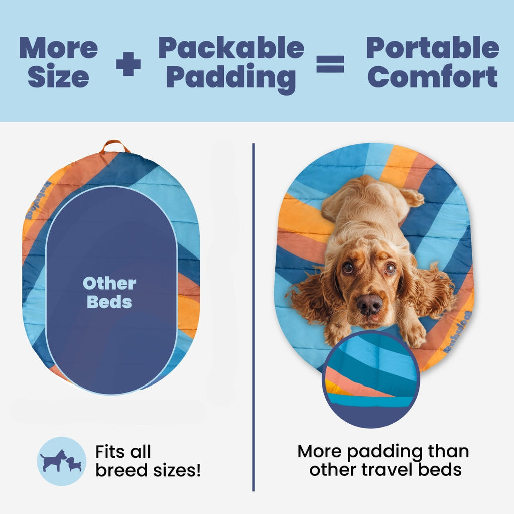 Travel Dog Bed - Foldable & Packable for Travel, Road Trip, Camping by Rubyloo