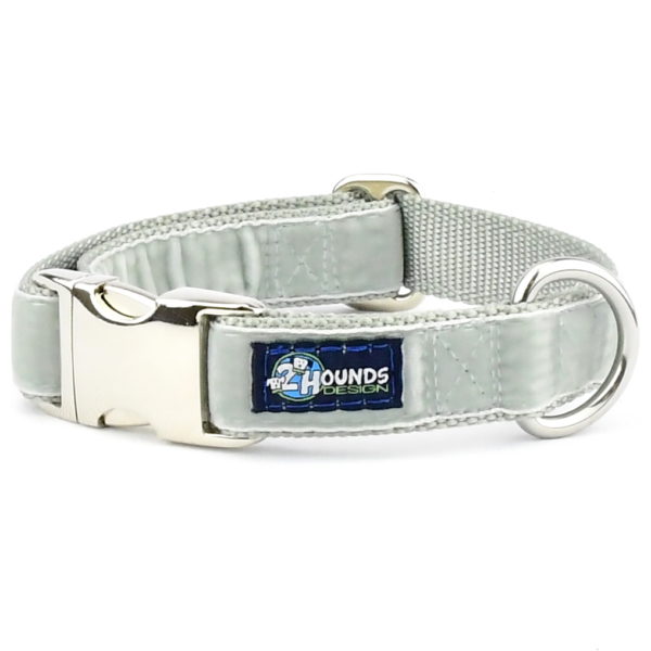 Silver Velvet Essential Dog Collar by 2 Hounds Design