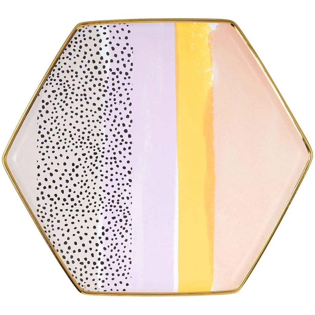 Sippin' Hexagon Mug and Saucer Set in Peach, Black Dot, and Honey | Gift for Her by The Bullish Store