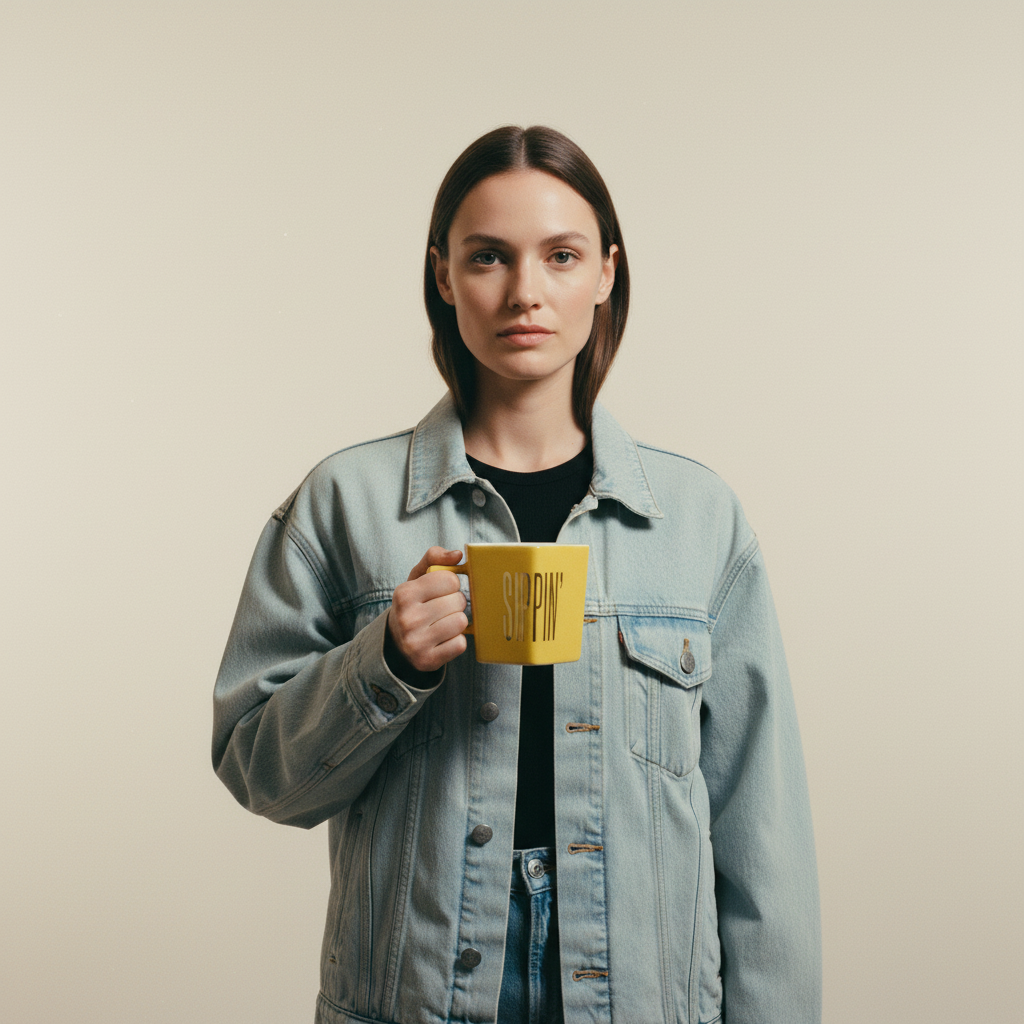 Sippin' Hexagon Mug and Saucer Set in Peach, Black Dot, and Honey | Gift for Her by The Bullish Store