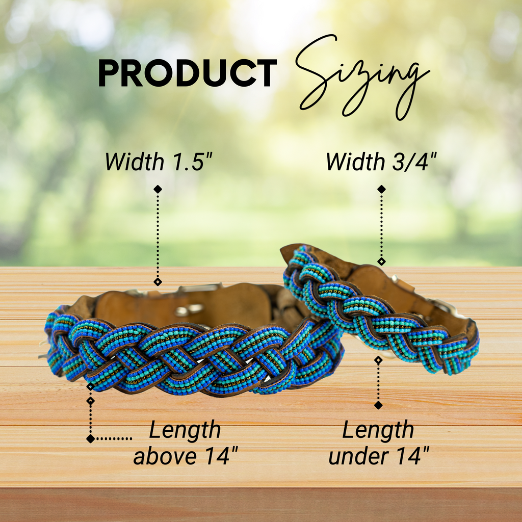 Blue Braided Sambboho dog collar by Sambboho